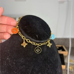 Gold Charm Bracelet with Colorful Accents